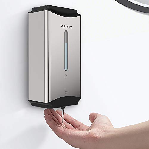 AIKE Automatic Soap Dispenser Commercial Wall Mounted Liquid Dispenser Polished Stainless Steel Finish 1100ml Large Capacity - color: Polished Stainless Steel