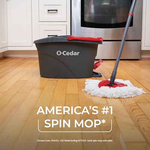 O-Cedar Easywring Microfiber Spin Mop & Bucket Floor Cleaning System with 4 Extra Refills - style: Spin Mop Bucket with 4 Extra Refills