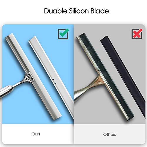Shower Squeegees Stainless Steel with Self Adhesive Hook Window Squeegees for Shower Doors Bathroom Mirror Wiper, Window Glass Cleaning - size: 12 Inches