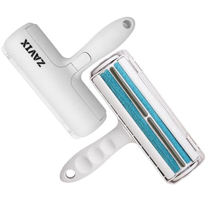 Reusable Pet Hair Remover Roller - Dog and Cat Hair on Couch, Bedding, Car, Rugs & Furniture - Portable and Eco-Friendly (White/Blue) - color: White/Blue