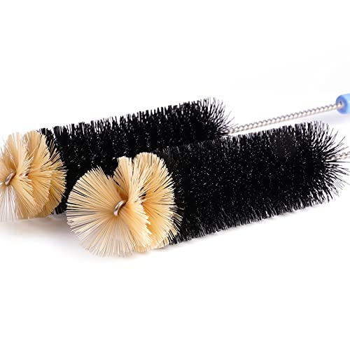 MOSOLAN Bottle Cleaning Brush, 17 Inches Extra Long Handle Water Bottle Brush, Flexible Bendable Cleaner for Washing Narrow Neck Bottles, Wine Decanter, Kombucha, Pipes, Beer Brewing Supplies, 2 Pack