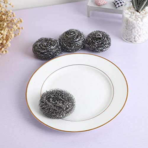 uxcell Round Stainless Steel Scrubbers Pad 2.4-inch Dia 4 Pcs Silver Tone