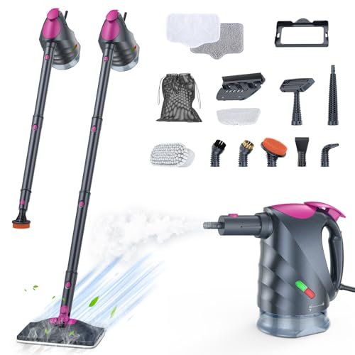 Steam Cleaner, 10-in-1 Steam Mop with Detachable Handheld Steamer, 320ml Water Tank, 10s Fast Heating, Portable Steamer for Kitchen, Floor, Tiles, Window, BBQ Grill, Car - color: Mist Gray