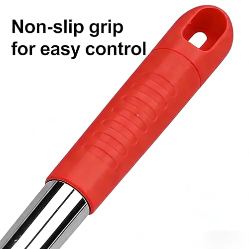 2PCS Steel Wool Scrubber with Handle Rustproof, Cast Iron Scrubber, Stubborn Messes Pot Brush, Remove Dirt for Cleaning Stoves,Sinks Dishes Grills Bowls & Metal Wire Sponge for Kitchens - color: Red