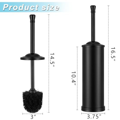 Black Toilet Brush and Holder Set,304 Stainless Steel Toilet Bowl Brush and Holder for Bathroom,Heavy Duty Toilet Brush,Durable Scrubbing Bristles,Splash Resistant,Long Handle - color: Black