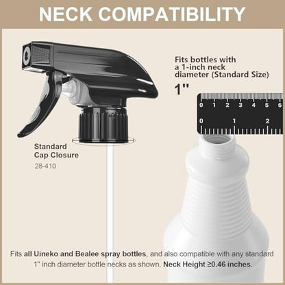 6 Pack Spray Bottle Nozzle Replacement, Universal Spray Tops, Mist & Stream Sprayer for 16oz 24oz 32oz Bottles, Mister Head Part w/ 10.2 Inch Tube for Cleaning Solutions, Plants, Hair, Essential Oils