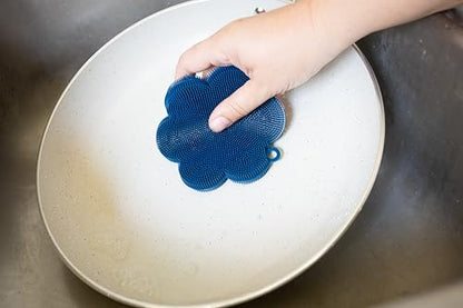 Fox Run Silicone Dish Scrubbing Brush, Navy