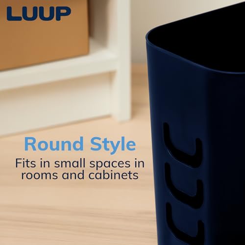 STORi Luup Bathroom Wastebasket, Secure Grocery Bags, Plastic Garbage Container for Vanity, Laundry Room, Kitchen, Office, 2.5 Gallon, Navy, Made in USA - color: Navy