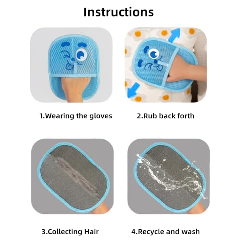 2026 Thickened Electrostatic Pet Hair Removal Gloves for Dogs & Cats，Reusable & Washable Cat Hair Removal Glove, Pet Hair Remover Tool for Furniture Clothing, Couch, Carpet, Car Seat, Bed - color: Blue