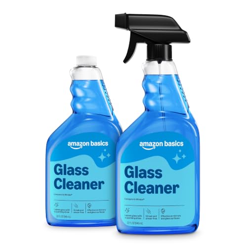 Amazon Basics Glass Cleaner, Streak-Free Shine, 32 Fl Oz, Pack of 2 with 1 Sprayer - style: Pack of 2 with 1 Sprayer