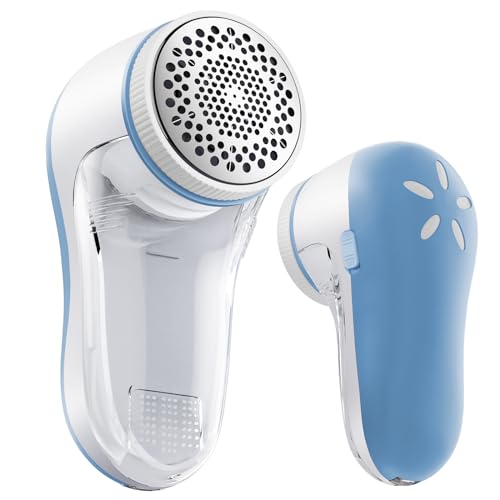 POPCHOSE Fabric Shaver, Lint Remover for Clothes, Electric Lint Shaver with 6-Leaf Blades, Sweater Shavers to Remove Pilling for Clothing, Couch, Furniture, Fuzz, Lint Ball, Bobbles, Light Blue - color: Light Blue