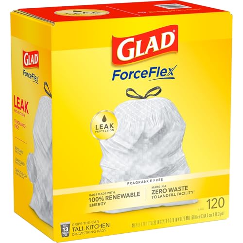 CLO78564 - Glad ForceFlex Tall Kitchen Drawstring Trash Bags - size: 120 Count (Pack of 1)