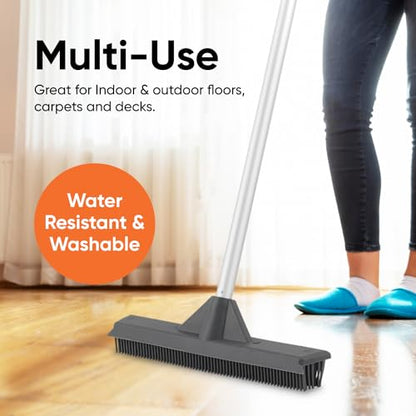 Silicone Window Washer Squeegee Broom, Per Hair Remover, Carpet Cleaning, Car Squeegee, 48" 3-Part Handle - size: Broom - 48" Handle