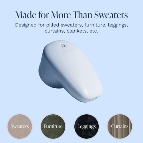 Nori Trim Fabric Shaver - Lint Remover for Clothes & Furniture Couch Pilling - Sweater Pill Remover - Clothes Shaver with 6 Precision Blades - Wireless and Rechargeable - Blue - color: Blue