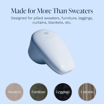 Nori Trim Fabric Shaver - Lint Remover for Clothes & Furniture Couch Pilling - Sweater Pill Remover - Clothes Shaver with 6 Precision Blades - Wireless and Rechargeable - Blue - color: Blue