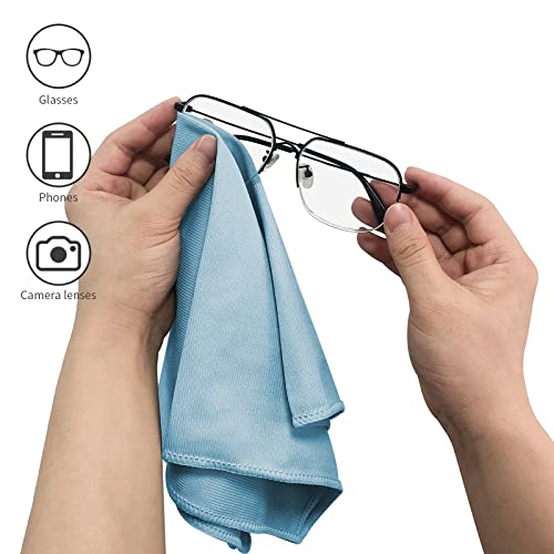 Puomue 6 Pack Microfiber Glass Cleaning Cloth, 16 Inch X 16 Inch, Lint Free Quickly Clean Window, Glasses, Windshields, Mirrors, and Stainless Steel, Blue - color: Blue