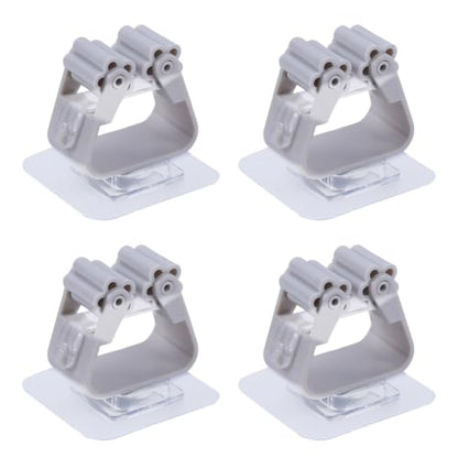 Broom and Mop Holder Clip 4 Pcs Mop Broom Wall Mounted Heavy Duty with Plastic Hooks Hanger No Drilling Mop Gripper for Home Bathroom Kitchen (Gray) - color: Gray