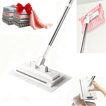 Press Grip Mini Mop for Tight Spaces – 39in Compact Handle, One-Click Zero-Touch Cloth Change Flat Map, Compatible with Tissues/Wipes/Old Cloths/Disposable Pads, Wet/Dry Cleaning (10 Reusable Cloths) - size: 39in Short Handle Mini Mop with 10 Reusable Clo