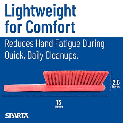 SPARTA 8 Inch Soft Counter Brush with Polyester Bristles and 5 Inch Handle, Color Coded Handheld Broom for Tables Countertops and Foodservice Surfaces, 13 Inch Overall Length, Red, Pack of 6 - color: Red