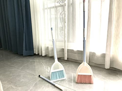 Mini Broom with Dustpan for Kids,Little Housekeeping Helper Set (White+Blue) - color: White+blue
