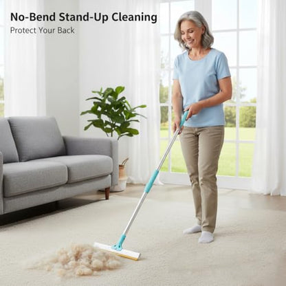Telescopic Carpet Rake for Pet Hair, 36-55" Adjustable Rug Rake to Remove Dog Cat Hair & Fluff Matted Carpet, Stand Up Cleaning Tool for Under Furniture - color: Telescopic Extendable