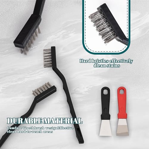 15PCS Mini Wire Brush Stainless Steel Brush Set，Masonry Brush Wire Bristle for Cleaning Welding Slag and Rust，Curved Handle Brush (Stainless Steel, 15) - style: Stainless steel