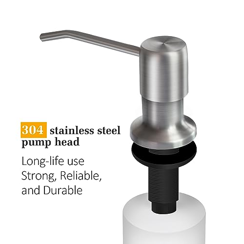 Soap Dispenser for Kitchen Sink, Built in Sink Soap Dispenser Lotion Dispenser with 17 OZ Bottle, Refill from The Top Bar Sink Soap Dispenser, Brushed Nickel (2 Pack) - color: Brushed Nickel-2pack, size: Comes with 17 OZ Bottle