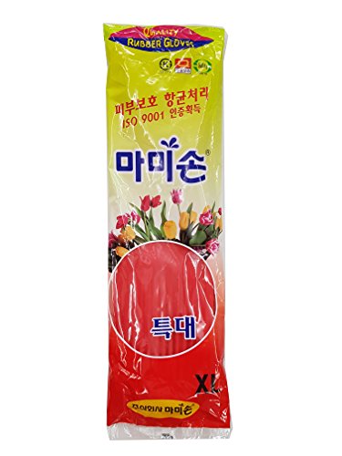 MAMISON Quality Kitchen Rubber Gloves (1 Pairs, X-Large), Cleaning, Washing, Non-Slip Reusable Natural Latex Gloves, House Hold. Korean Kitchen - size: X-Large