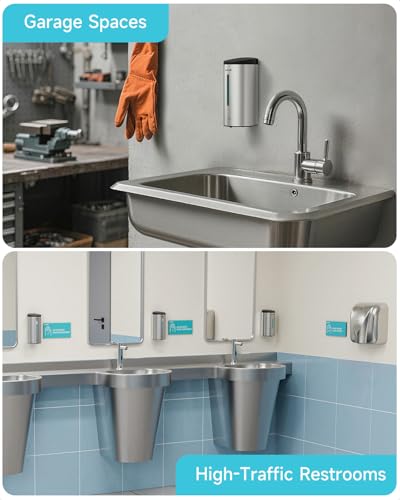 AIKE Automatic Wall Mount Liquid Soap Dispenser, Commercial Stainless Steel with 25oz Large Capacity Save Time Effort and Cost,Model AK1205(Brushed) - color: Brushed Stainless Steel