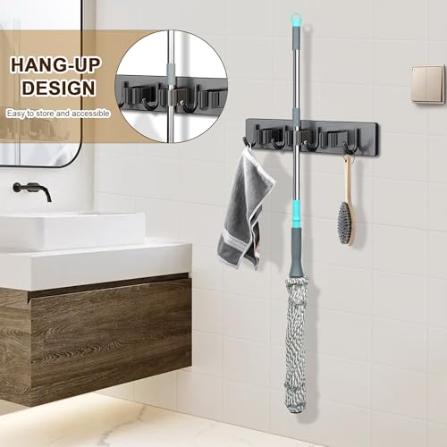 Self Wringing Mop with Bucket- Easy Squeeze Twist Mop with 52.5 Inch Long Handle, Heavy Duty for Hardwood, Tile, Vinyl & Laminate Floors (Gray+White) - color: Gray+white