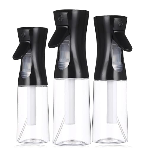 3PCS Spray Bottles,Continuous Water Spray Bottle for Hair,Cleaning,Plants,Office,Portable Spray Mist Bottle,Black(200ml+300ml+500ml)