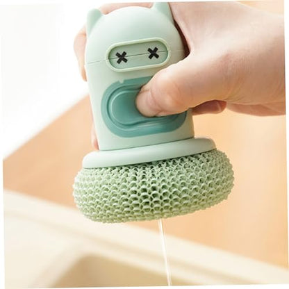 Soap Dispensing Silicone Dish Scrubber Press-to-Dispense Kitchen Scrub Brush for Dishes Pots & Pans - Green - color: Green