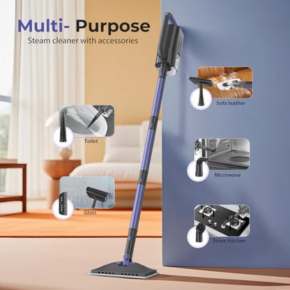 Steam Mop Cleaner with Detachable Handheld Steamer, 6-in-1 Multi Accessories, 23FT Power Cable, Lightweight,Detachable Steam Mops for sealed Hard Floors, Marble, Stone, Hardwood (Light Purple)