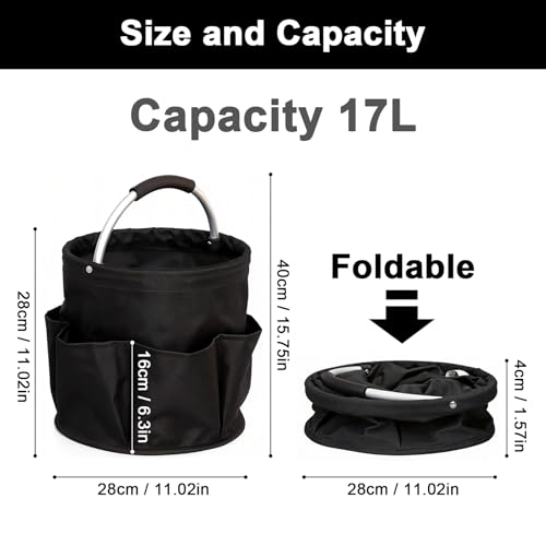 Cleaning Caddy for Cleaning Supplies,Cleaning Supplies Organizer | Foldable, Storage Basket,17L Capacity,Handle,Oxyford Cloth,6 Pockets