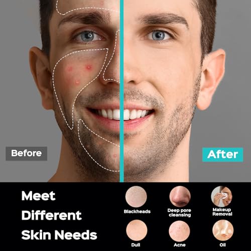 COSLUS FBS01 Facial Cleansing Brush Face Scrubber, Compact for Travel | Rechargeable, Gentle Silicone, 5 Cleansing Modes, Deep Cleaning for Men & Women, Removing Blackhead Exfoliating, Grey - color: Grey