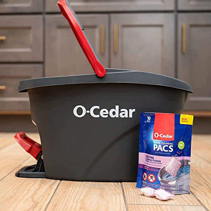O-Cedar EasyWring Microfiber Spin Mop & Bucket Floor Cleaning System + 2 Extra Mop Head Replacements with Lavender Pac (Variety Pack) - size: EW + 2 Refills W/Lavender PACS