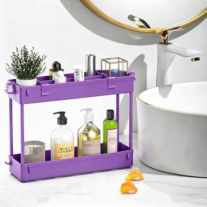SPACELEAD Slim Storage Cart 3 Tier,Bathroom Organizer Rolling Utility,Mobile Shelving Unit Slide Out for Office, Kitchen, Laundry Room & Narrow Places,Purple - color: Purple