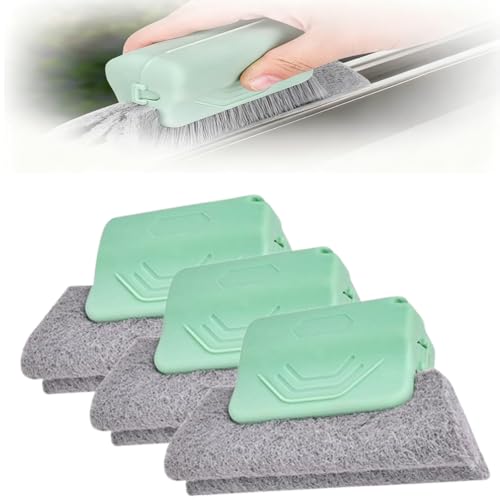 Magic Window Track Cleaner, Window Groove Cleaning Brush Hand-held Magic Windows Track Cleaner Tools Set Creative Cleaner Brushes Tools for Window lides Gaps, Sliding Door Tracks (Green, 3pcs) - color: Green, size: 3pcs
