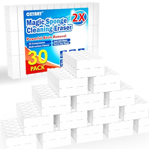 Magic Sponges Cleaning Eraser, 30 Pack 2X Density Stronger Melamine Sponge Foam Pads, Multi-Functional Household Cleaner Dish Sponge, Cleaning Supplies for Kitchen, Bathroom, Floor, Sink,Wall Cleaner - size: 30