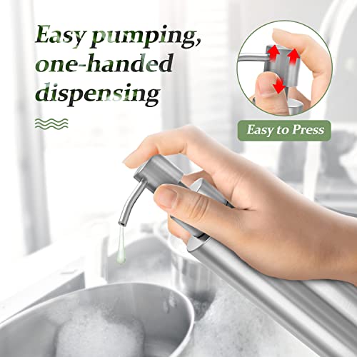 ARKTEK -Stainless Steel Countertop soap dispenser Rust Proof Liquid Hand soap dispenser, Premium Kitchen Pump for Liquid Bathroom Hand Dish Lotion (11.8 Oz / 350 ml) - color: Silver