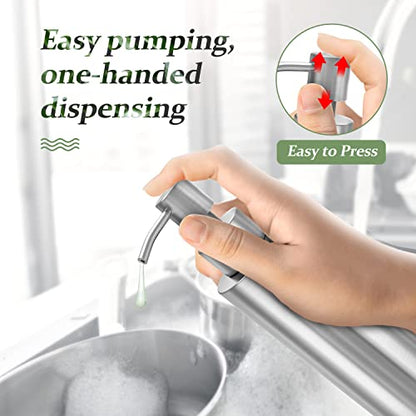 ARKTEK -Stainless Steel Countertop soap dispenser Rust Proof Liquid Hand soap dispenser, Premium Kitchen Pump for Liquid Bathroom Hand Dish Lotion (11.8 Oz / 350 ml) - color: Silver