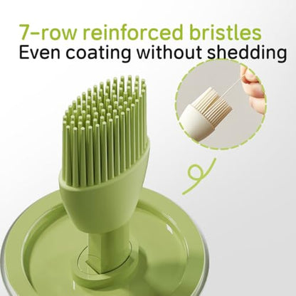 Retractable Oil Brush Dispenser, 2-in-1 Glass Olive Oil Bottle with Silicone Basting Brush — Adjustable Telescopic Design for Cooking, BBQ, and Baking (White/Green/Yellow) (WHITE) - color: WHITE