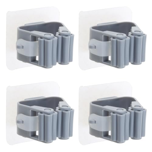 4-Pack Mop And Broom Holder Wall Mount Broom Grippers Holds Self Adhesive Drilling Broom And Dustpan Hanger For Home Wall Mount Broom Grippers
