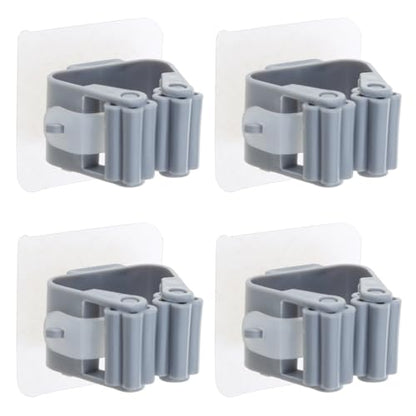 4-Pack Mop And Broom Holder Wall Mount Broom Grippers Holds Self Adhesive Drilling Broom And Dustpan Hanger For Home Wall Mount Broom Grippers