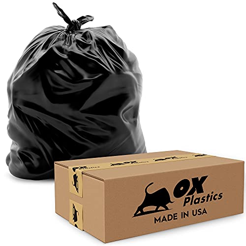Ox Plastics Trash Can Liners Bags - 42 Gallon Capacity & 3mil Thick Extra Heavy Duty Strength - Large Garbage, Leak-Proof & Durable, House & Commercial Use Bags Black 37 X 43 (25 Count) - color: Black, size: 1 Count (Pack of 25)