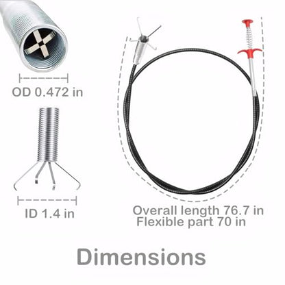 77 Inch Flexible Drain Snake Grabber, Long 4-Claw Pickup Tool for Sink, Shower, Bathtub Drains and Tight Spaces - style: drain snake grabber