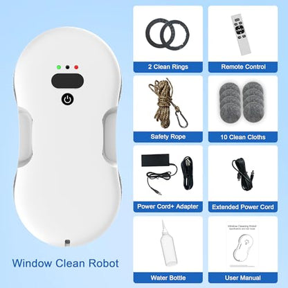 Window Cleaning Robot, Automatic Window Cleaner Robot with Dual Spray, Edge Detection, Intelligent Path Planning, 3000pa Strong Suction, Anti-Drop Protection for Glass
