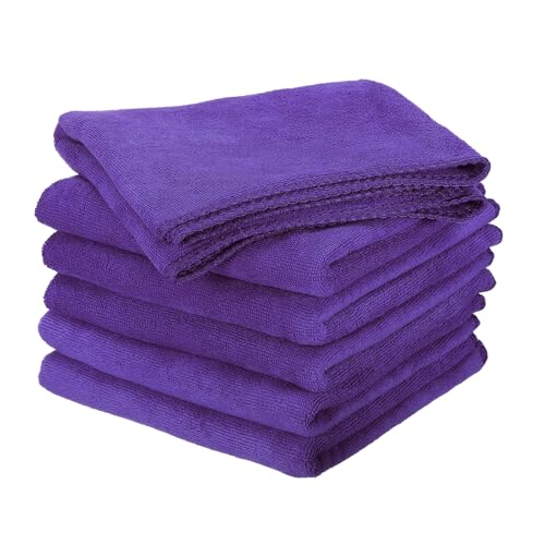 HARFINGTON 6 Pack Microfiber Cleaning Cloth, 30" x 14" Multi-Functional Cleaning Towels Reusable Absorbent Rags for Car Wash Kitchen Household Window Clean, Purple - color: Purple, size: 30" x 14"