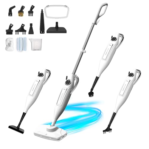 Rosewill 11-in-1 Steam Mop, 260°F Handheld Steam Cleaner, 1200W Detachable Steam Mops for Floor Cleaning, Removable Tank, Multi-Purpose Steamer for Hardwood, Tile, Grout, Furniture - White - color: White
