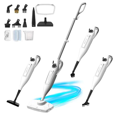 Rosewill 11-in-1 Steam Mop, 260°F Handheld Steam Cleaner, 1200W Detachable Steam Mops for Floor Cleaning, Removable Tank, Multi-Purpose Steamer for Hardwood, Tile, Grout, Furniture - White - color: White